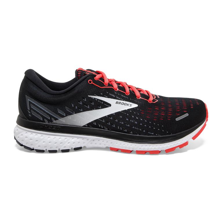 Brooks Women's Ghost 13 Road Running Shoes - Black/Ebony/grey Charcoal/Coral (TMZS90542)